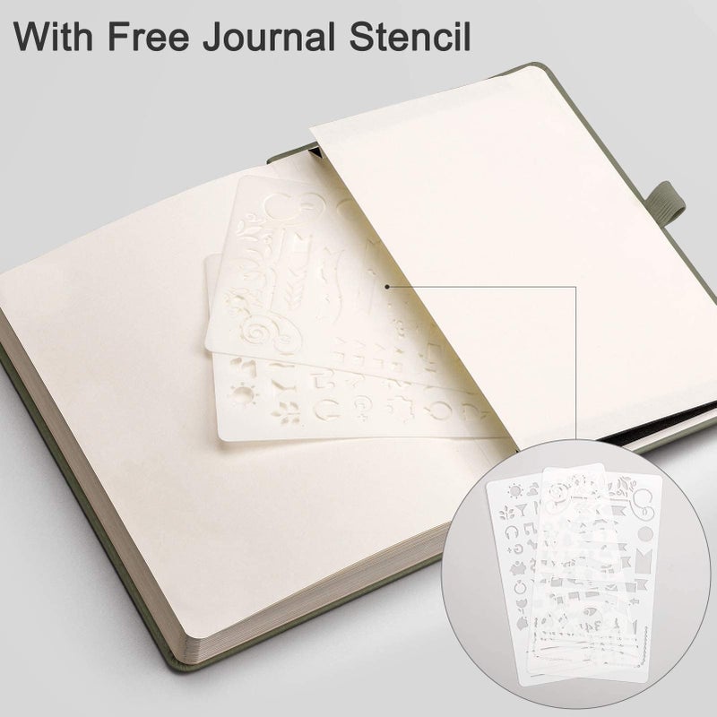 EMSHOI Dotted Notebook - 256 Pages A5 Dotted Grid Journal Notebook 120gsm Thick Paper 16 Perforated Pages  Smooth PU Leather  Inner Pocket 5.75'' ? 8.38''-Green - Image 4